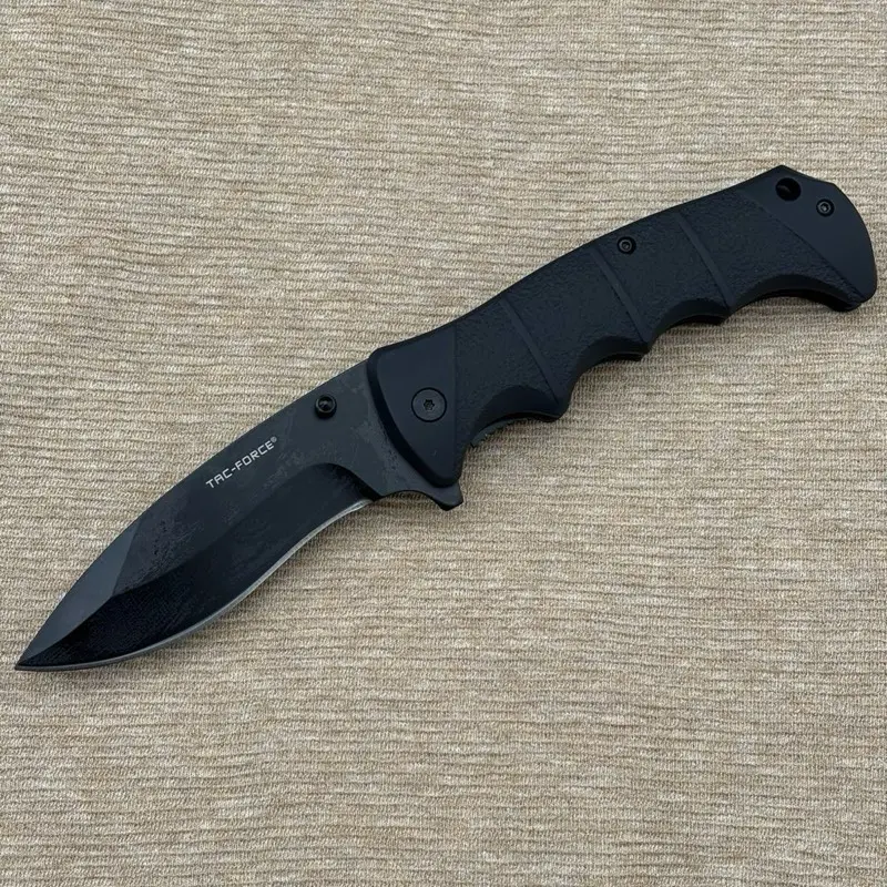 Folding pocket knife bolo rubber handle camping carving Whittling outdoors black