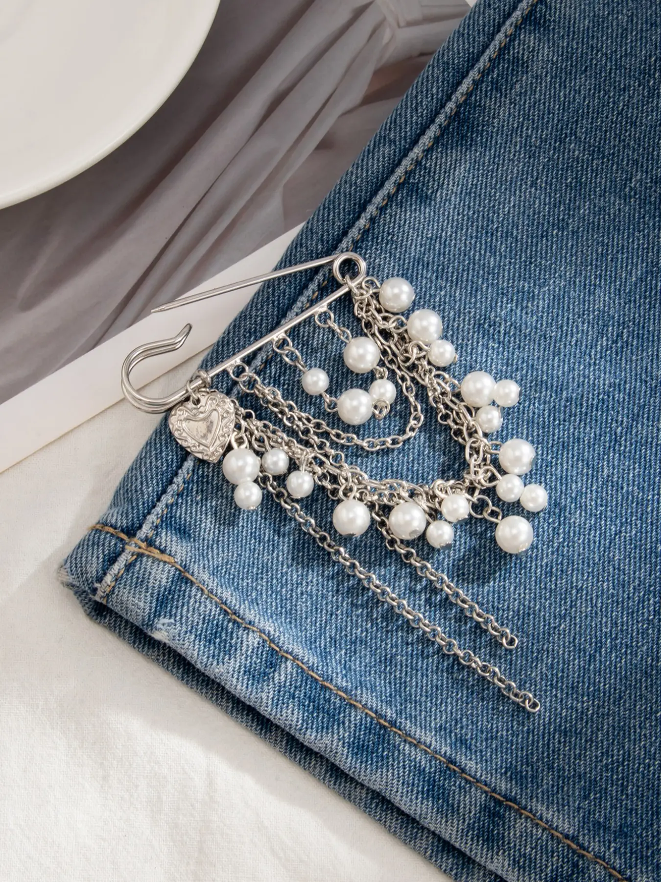 Decorative Pants Chain, Fringe Chains Multi-Use Brooch Accessory, Fashion Simple Style, All Seasons Wear, Iron Material, Durable Metal Pins, Bling Stylish Accessory