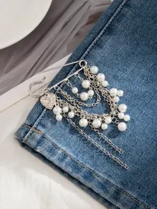 Decorative Pants Chain, Fringe Chains Multi-Use Brooch Accessory, Fashion Simple Style, All Seasons Wear, Iron Material, Durable Metal Pins, Bling Stylish Accessory