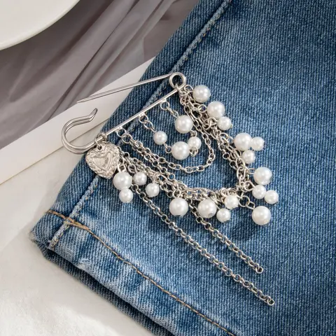 Decorative Pants Chain, Fringe Chains Multi-Use Brooch Accessory, Fashion Simple Style, All Seasons Wear, Iron Material, Durable Metal Pins, Bling Stylish Accessory