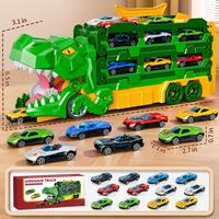 Green Foldable Dino Truckwith 12 Die-Cast Cars