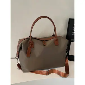 2026 Large capacity tote bag, Travel tote, solid color tote bag, hardware zipper, casual and simple, suitable for students returning to school, business trips, fitness, men's tote, Handbag, Casual Commuter Bag