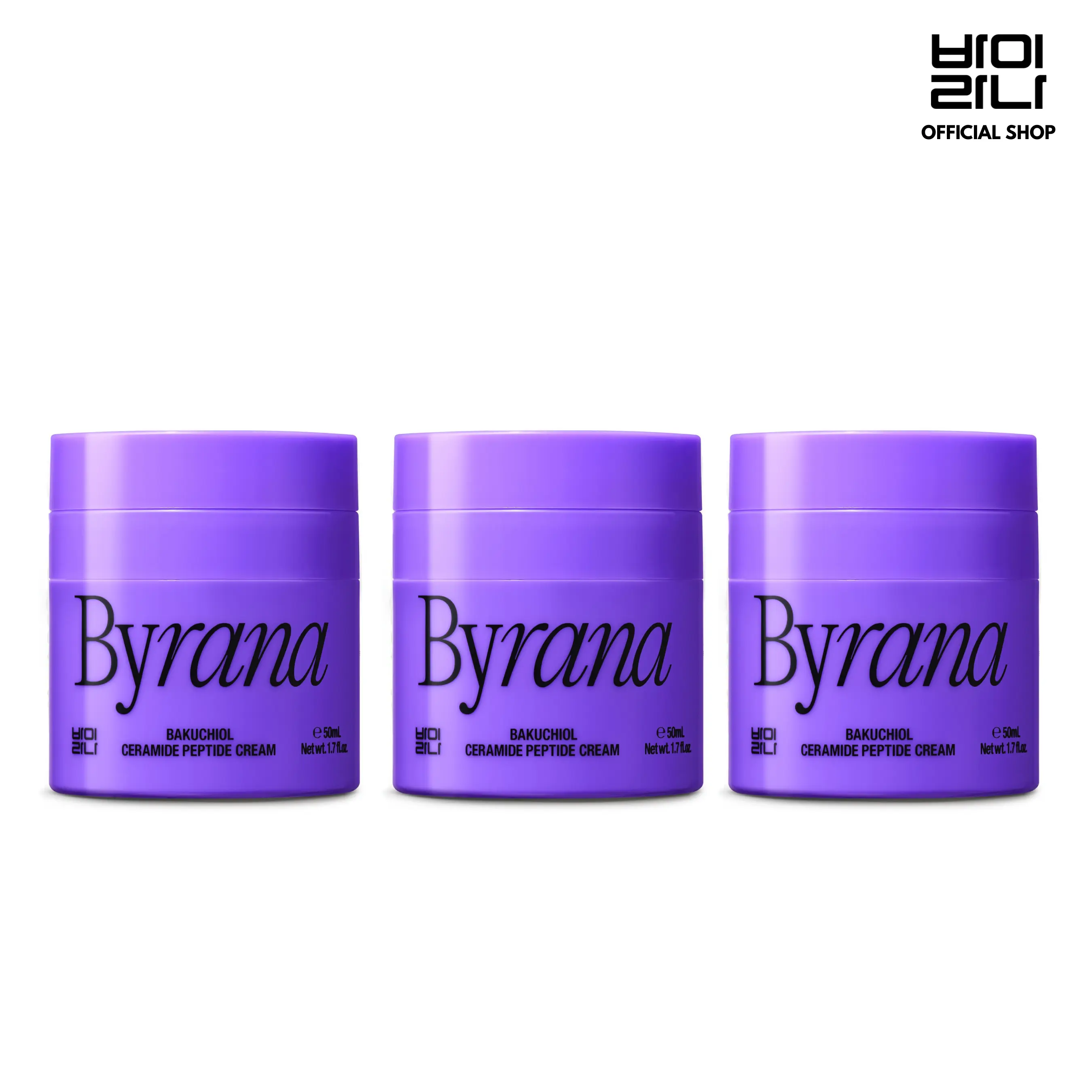 Byrana Korean Skincare (3-Pack) - Anti-Aging & Wrinkle Minimizing Bakuchiol Cream with 9 Peptides, Ceramides & Black Ginseng
