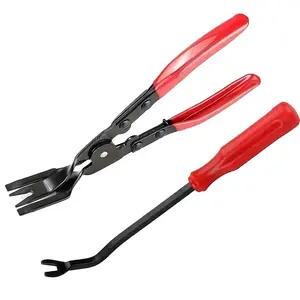 2pcs Car Panel Clip Removal Pliers Tools, Auto Fastener Trim Removal Tool Kit, Plastic Clip Push Pin Removal Pliers Tool Automotive Pry Tool Door Panel Dashboard Repair Set,Clip Screwdriver Light Pliers Door Panel Tool Set  ﻿