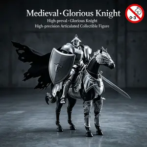 2-Color Medieval Cavalry Knight Glorious Knight Action Figure, Fully Articulated Armor Knight with Horse & Weapons, Collectible Game Figures Model Toy for Display & Gift