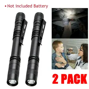 2 PCS Portable Mini LED Flashlight, Handheld Pen Work Light for Camping Hiking
