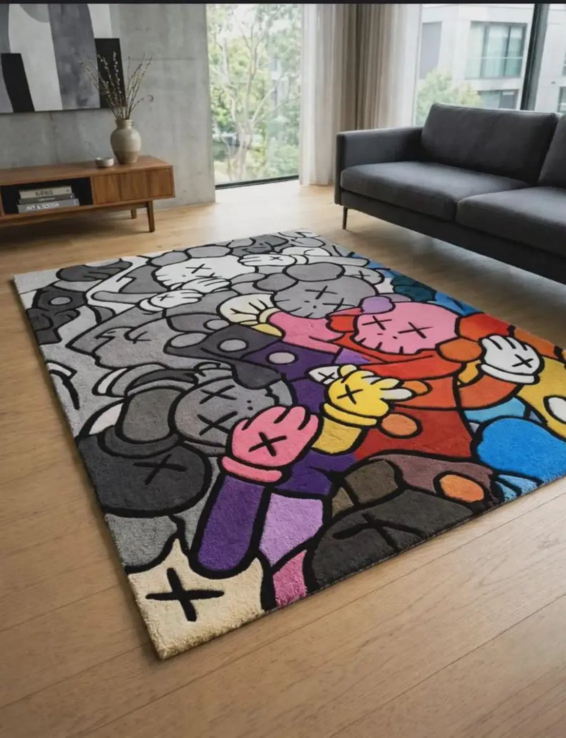 Colorful Pop Art Tufted Rug, Modern Abstract Cartoon Carpet, Living Room Decor