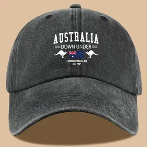 Women's & Men's Large Head Size Baseball Cap - Deep Crown Structured Fit, Breathable Australian-Themed Design with Australia Map & Kangaroo Print, Casual Duckbill Hat for Everyday & Themed Events (Multi-Color Options) - Ideal for Australia Fans