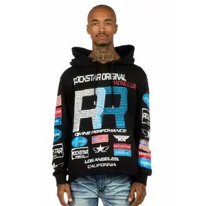 Rso Racing Club Black Distressed Graphic Relaxed Hoodie