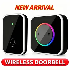 Security Doorbell, Wireless Doorbells for Home – 1000Ft Range, 45 Chimes, Adjustable Volume, Colorful LED Indicator, Easy Installation, Waterproof Design, Black – Perfect Housewarming Gift
