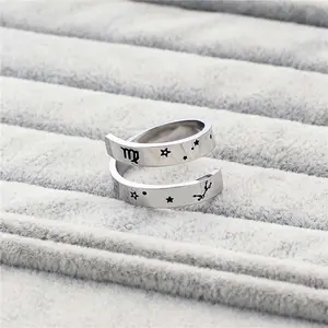 Twelve constellations double-layer open ring couple ring men and women daily wear couple gift
