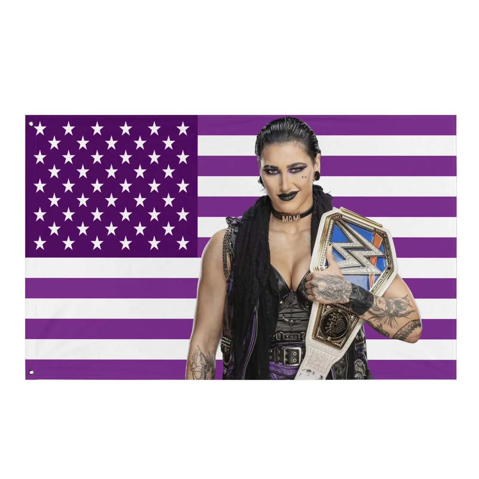 Rhea Ripley Purple American Flag Tapestry - WWE Superstar Wrestling Home Decor WWE Wrestling Wall Flag Banner, Pro Wrestling Room Decor for Bedroom, Vintage Wrestler Gift for Men & Women