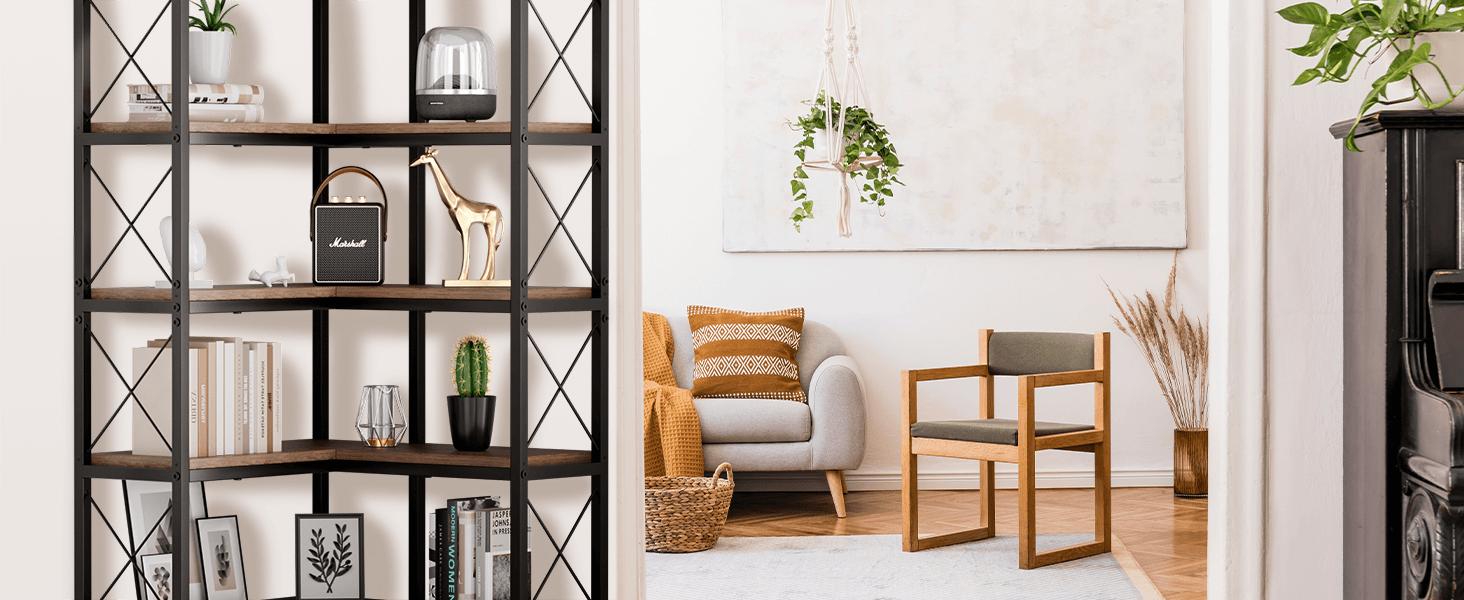 7 Tier Corner Bookshelf with LED Lights, 78.7” High Corner Shelf Storage for Living Room, Study Room, Metal Frame Extra Large Capacity, Flamed Color IF076 7 Tier Corner Bookshelf with LED Lights, 78.7” High Corner Shelf Storage for Living Room, Study Room, Metal Frame Extra Large Capacity, Flamed Color IF076