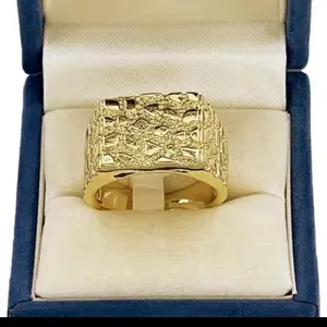 14k gold plated square nugget ring