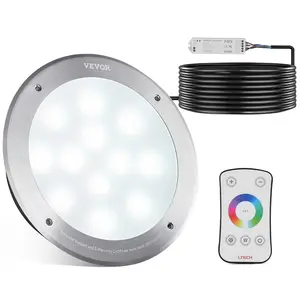 VEVOR 12V LED Pool Light,  10 Inch 40W, RGBW Color Changing Inground Swimming Pool Spa Light Underwater, with 50 FT Cord Remote Control, Fit for 10 in Large Wet Niches, IP68 & Tested to UL Standards