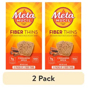 (2 pack) Metamucil Fiber Thins, Psyllium Husk Snack, Cinnamon Spice, GLP-1 Friendly Fiber>, 24 Count