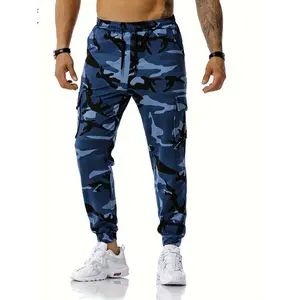 Men's Camouflage Drawstring Footed Sweatpants, Casual Slightly Stretch Joggers For Spring Autumn Running Jogging