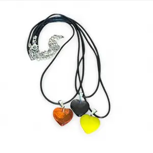 Glass Heart Pendant Necklace Set (3-Piece), Kids' Fashion Accessory for Casual Everyday Wear