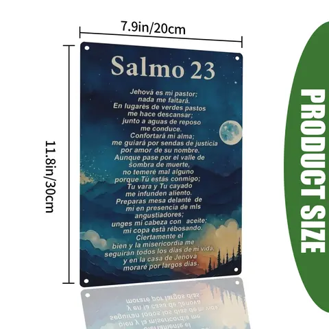 Psalm 23  Sign, Salmo 23 Bible Verse Wall Decor Christian Aluminum  Sign for Bedroom Living  Prayer  Home Decoration Faith Gift
