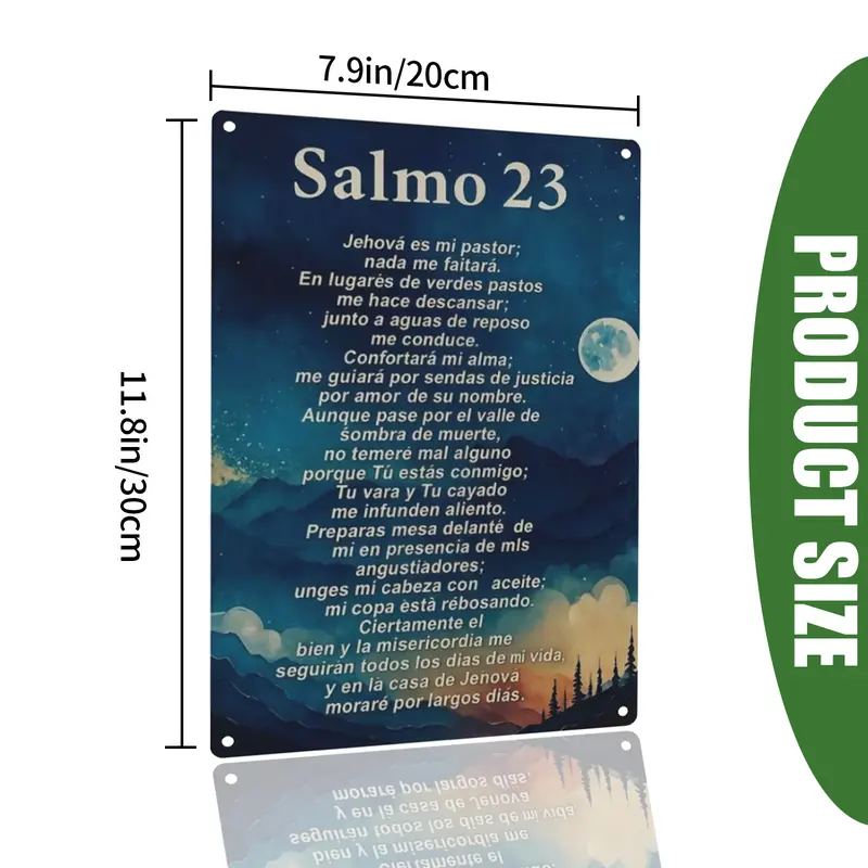 Psalm 23  Sign, Salmo 23 Bible Verse Wall Decor Christian Aluminum  Sign for Bedroom Living  Prayer  Home Decoration Faith Gift