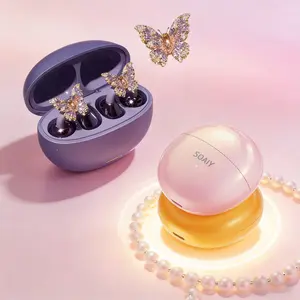 【SOAIY】Christmas Gift: Clip-On Bluetooth Headset with Wireless Bone Conduction、2025 Bluetooth 6.0, LED HD Display, HiFi Sound, Sport & Travel Ready, Perfect Gift for Girlfriend, Audio Earbuds for Music & Calls fairy  clip