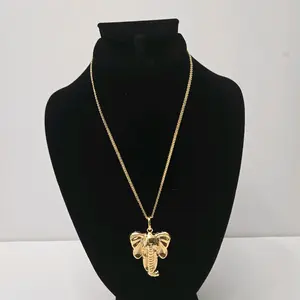 #48. Gold Plated Tiny Necklace with Elephant Pendant