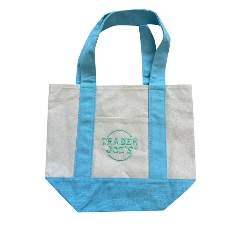 Trader Joe's Pastel Mini Canvas Tote Bags 2026 LIMITED EDITION NWT LOT OF 4 Embroidered Cotton, Everyday Tote, Aesthetic Tote