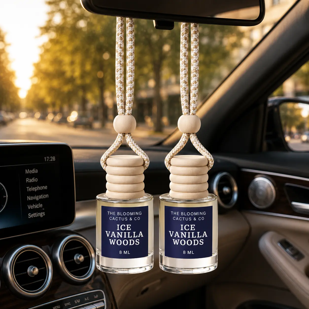 Car Air Hanging Fragrance Oil 2 Pack, Auto Freshener, Essential Oil Diffuser for Cars, Long Lasting Aroma Women Gift, Made in USA, Odors Eliminator, Interior Decor 8 ML
