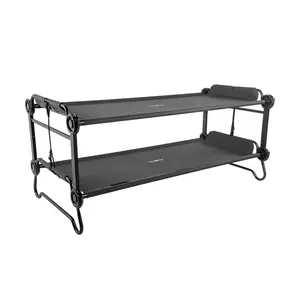 Disc-O-Bed Extra Large Outdoor Convertible 2 Person Portable Camping Cots, Black