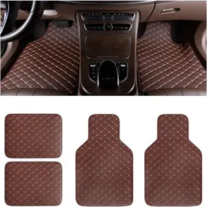 Universal Car Mats Floor Mats for Car Truck SUV All Weather PVC Leather Durable Easy Clean Waterproof Anti Slip Custom Fit Front Rear Seat