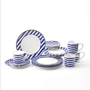 Beach Towel Stripe Porcelain Dinnerware – Premium Nautical Coastal Tableware