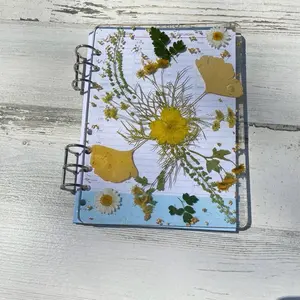 HopeAnastasiaDesigns Pressed Flower Resin Planner Cover – Aesthetic Refillable Notebook Binder for Journaling & Organization hardcover planner Five-Minute Daily Journal