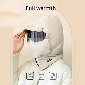 1 Piece Unisex Zippered Warm Winter Hat - Extreme Cold Skiing, Snowboarding, Hiking Special - Windproof Mask and Hat Combined - Machine Washable, Suitable for Men and Women (White), Snowboarding Essential, Adjustable Design, Durable Material