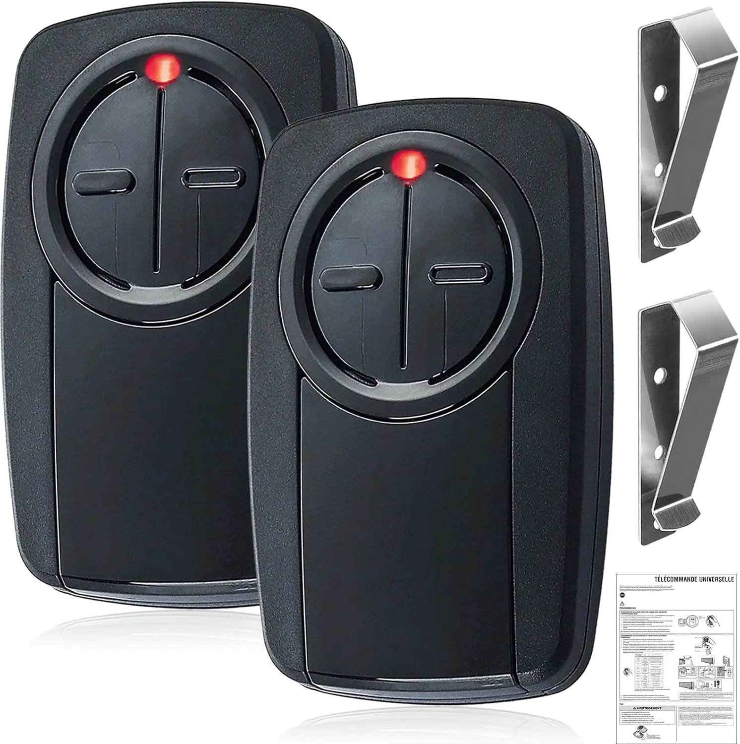 KLIK5U-BK2 KLIK3U-BK Clicker - Universal 2 Button Garage Door Opener Remote for Chamberlain LiftMaster Genie, etc. Fit for Yellow Orange Red Purple Green Learn Button or DIP .
