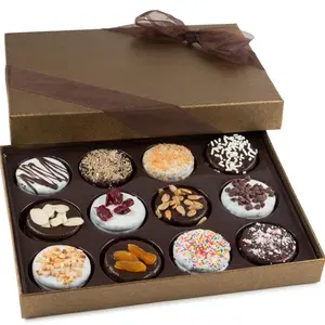 Gourmet Chocolate Covered Cookie Gift Basket - 12-Count Snack Box, Prime Food Delivery Gifts for Dads, Husbands, Grandfathers