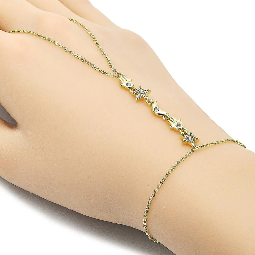 Pulsera con Anillo de Mano Oro Laminado 14 k