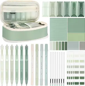 38 Pcs Aesthetic School Supplies with Pen Case, Gel Pens, Highlighters, and Correction Tapes
