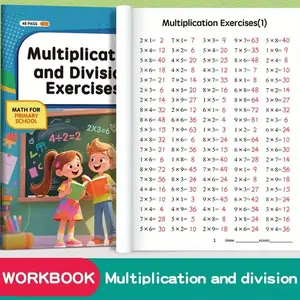 48 Page Multiplication and Division Practice Book for 9 Year Olds, Durable Paper Arithmetic Workbook, Handwriting Exercises, School Supplies, Learning Materials