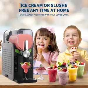 Home Commercial Slushy Machine 84Oz Capacity, Preset Programs for Frozen Margaritas Frappés and Ice Cream, LED Display Auto Clean Slushie Maker Without Ice Required