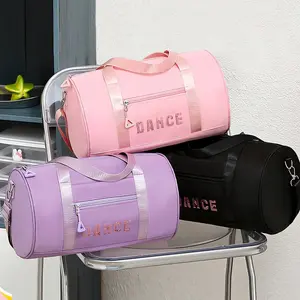 Dance Theme Multicolor Cylinder Dance Bag, Lightweight Durable Large Capacity Gym Bag, Women's Daily Commute Short Trip Backpack