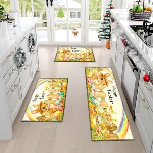 1/2/3PCS Happy Easter Mat Non-Slip And Wear-Resistant Holiday Decoration Carpet