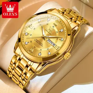 1 Piece Olevs Men's Luxury Business Watch-Stainless Steel Quartz Movement, Waterproof 1181.1-Inch, round Dial with Date Function, Luminous Pointer, Battery Powered