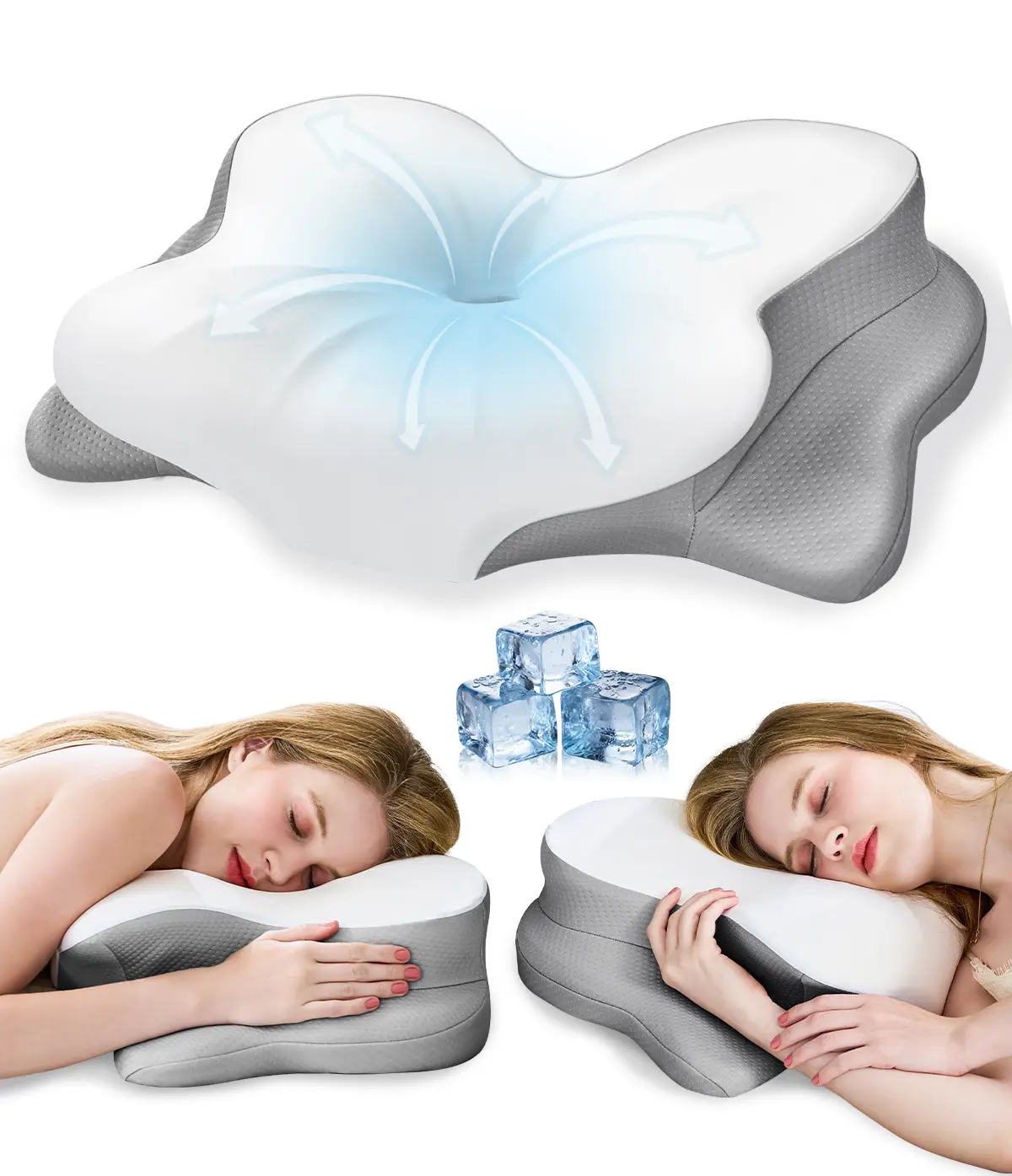 Contoured Ergonomic Memory Foam Cervical Support Pillow for Sleeping - Cooling, Adjustable Orthopedic Bedding for Side/Back Sleepers (Indoor Leisure Neck Care Pillows)