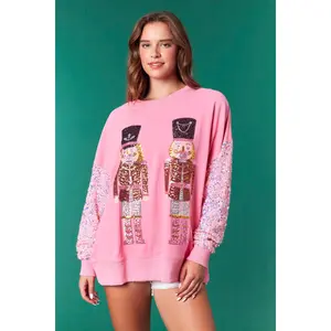 PINK NUTCRACKER SEQUIN SLEEVE TOP