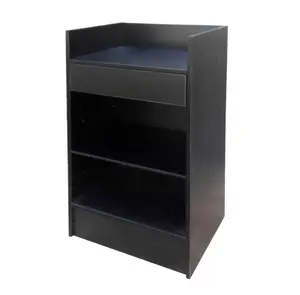 FixtureDisplays® Black Cash Wrap Cash Register Stand w/ Adjustable Storage Shelf 119721-NF