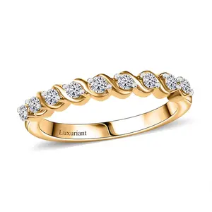 Luxuriant Lab Grown Diamond 0.30 Ct Band Ring in 18 K Vermeil Yellow Gold Plated Sterling Silver Size 5 Birthday Christmas Gifts