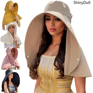 Women's Wide Brim Sun Hat - UV Protection Solid Color Summer Hat for Beach & Outdoor