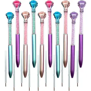 Pens Pack of 10 ,Big   Ballpoint Pens Retractable Metal Quicksand l Pens ,for Office Supplies, Decorations, Women (10 pens)...