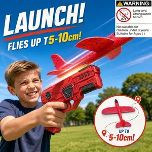 Foam Rocket Plane Toy, Foam Glider Airplane Launcher, Handheld Airplane Gun Outdoor Sports Game, Ideal Birthday Gift for Boys and Girls Aged 3+