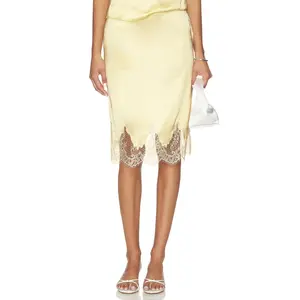 L'Academie Geneia Midi Skirt in Pale Yellow